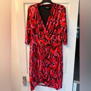 multi pattern long sleeve wrap sheath cinched summer dress